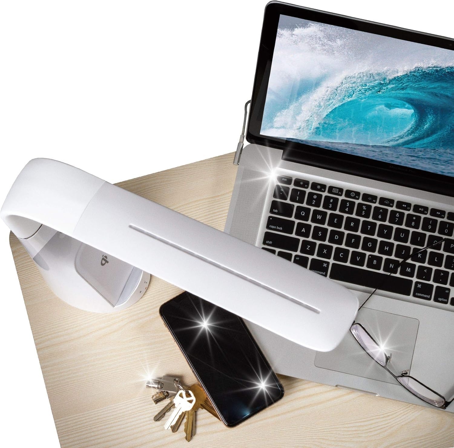 image:imageOttLite Purify LED Sanitizing Desk Lamp with Wireless Charging Eliminates up to 999 of Bacteria Touch Activated Flexible Neck Modern Light for Reading Crafting amp Office Desktop