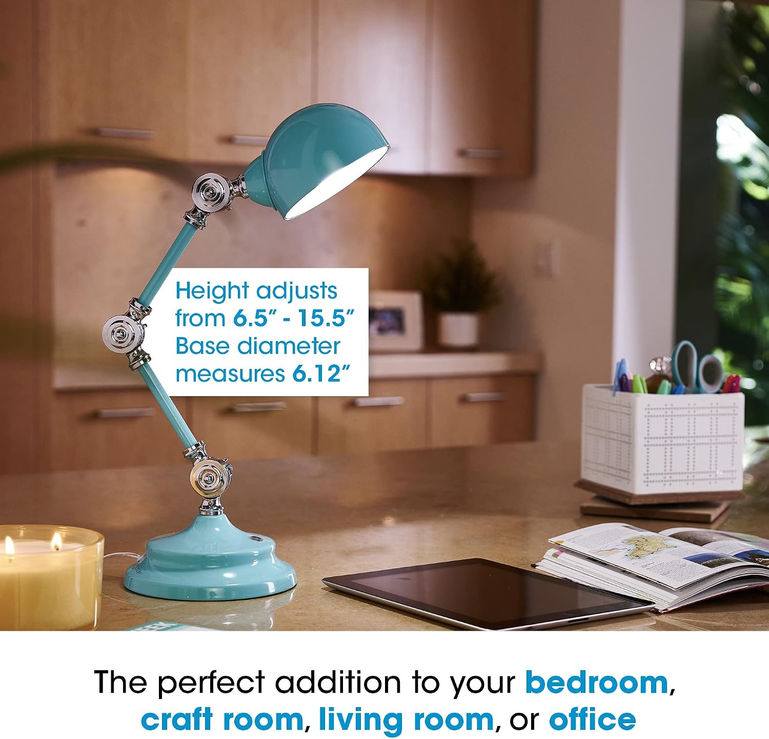 image:imageOttLite Revive LED Desk Lamp with ClearSun LED Technology Turquoise 3 Brightness Settings Touch Activated Controls USB Charging Port amp 3 Adjustable Knobs for Precise Lighting Great for ReadingTurquoise