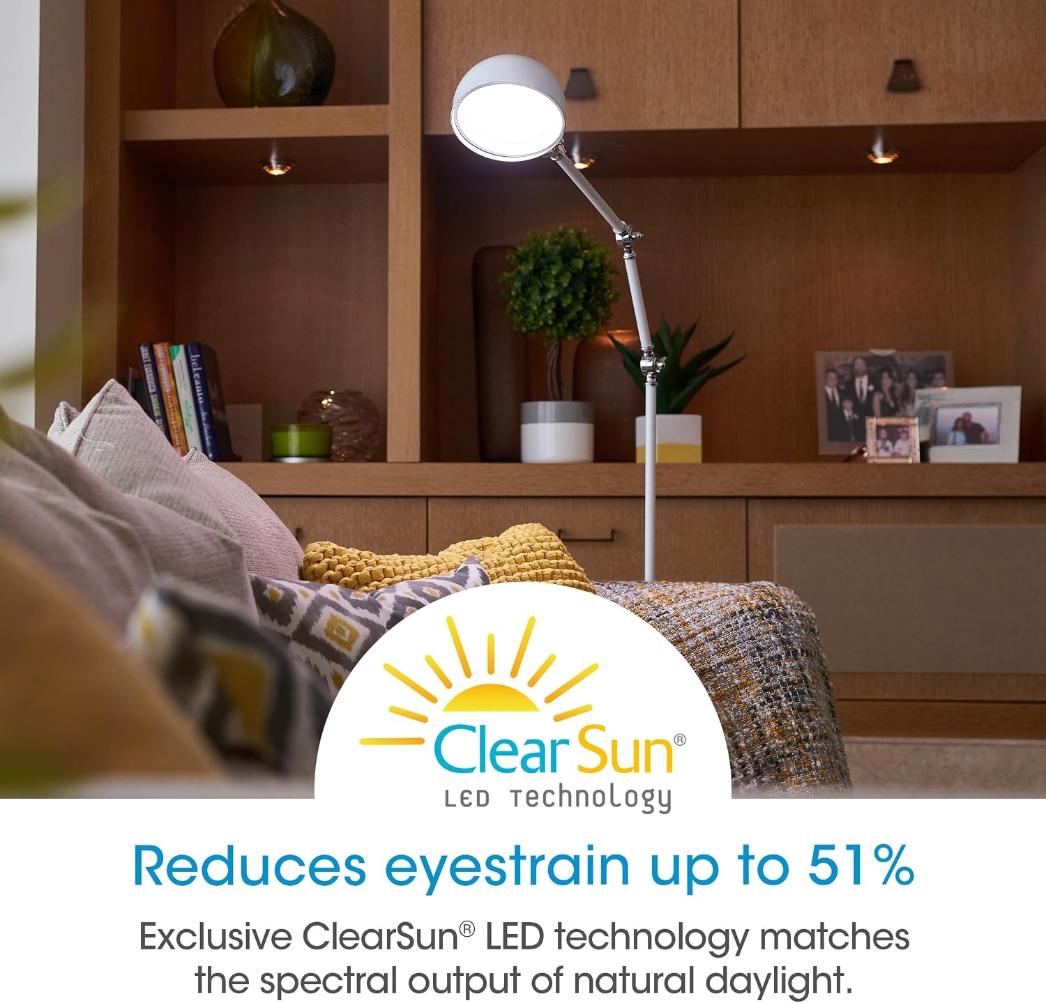 image:imageOttLite Revive LED Floor Lamp with ClearSun LED Technology TouchSensitive Control 3 Brightness Mode Reduces Eyestrain Great for Office Home Dorm Bedroom College Living Room