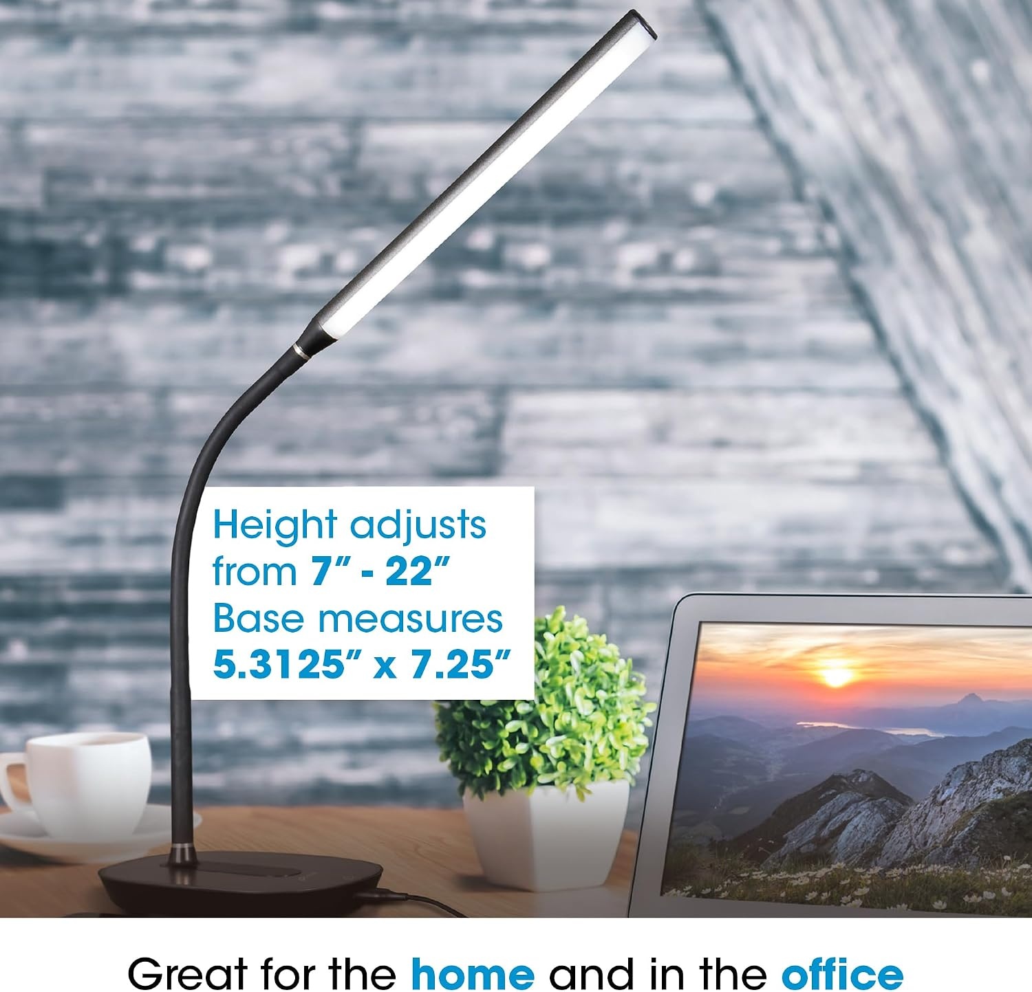 image:imageOttLite Strive LED Desk Lamp with USB Charging ClearSun LED Technology Adjustable amp Flexible Neck 3 Brightness Settings with Touch Activated Controls Desk Lamp for Work Study amp Reading