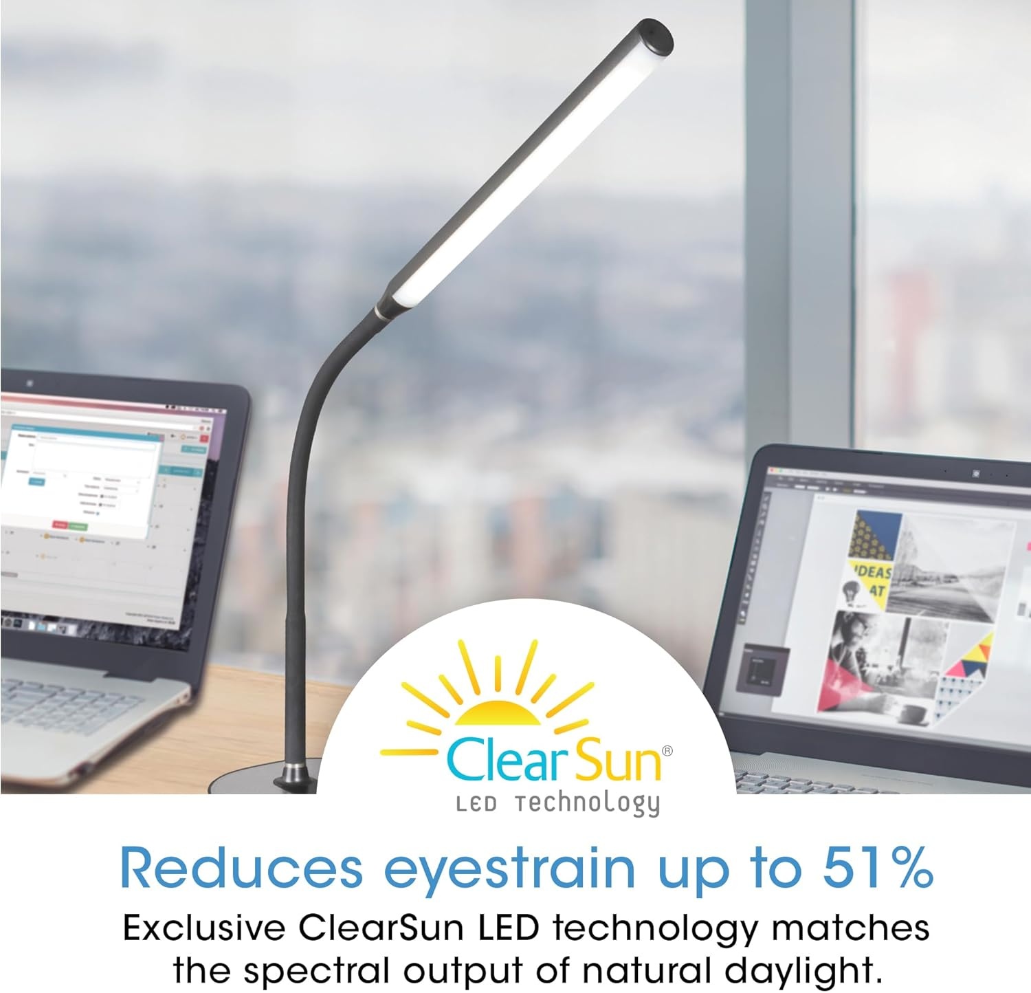image:imageOttLite Strive LED Desk Lamp with USB Charging ClearSun LED Technology Adjustable amp Flexible Neck 3 Brightness Settings with Touch Activated Controls Desk Lamp for Work Study amp Reading