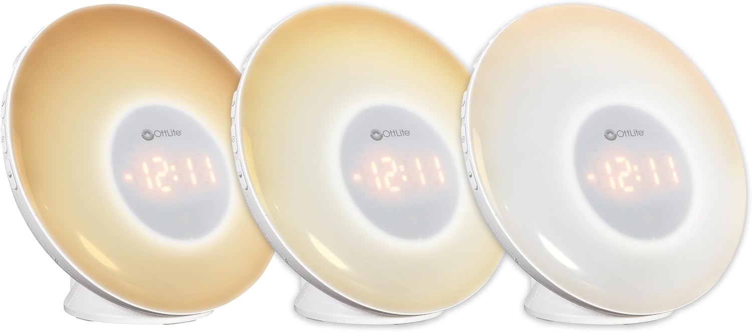 image:imageOttLite Wake Up Light with White Noise Sound Machine Color Changing Sunrise Simulation 7 Wake Up Sounds Snooze Function Smart Alarm Clock for Heavy Sleepers Sunlight Lamp with USB Charging Port