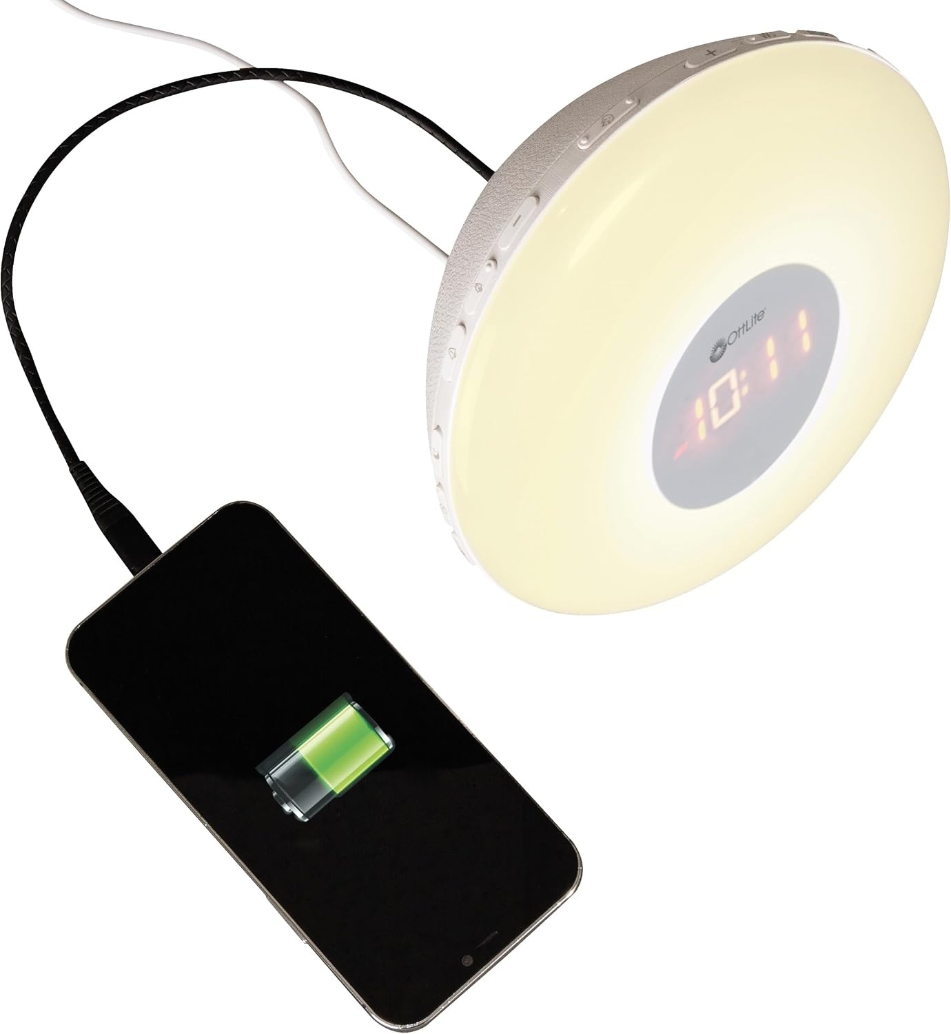 image:imageOttLite Wake Up Light with White Noise Sound Machine Color Changing Sunrise Simulation 7 Wake Up Sounds Snooze Function Smart Alarm Clock for Heavy Sleepers Sunlight Lamp with USB Charging Port