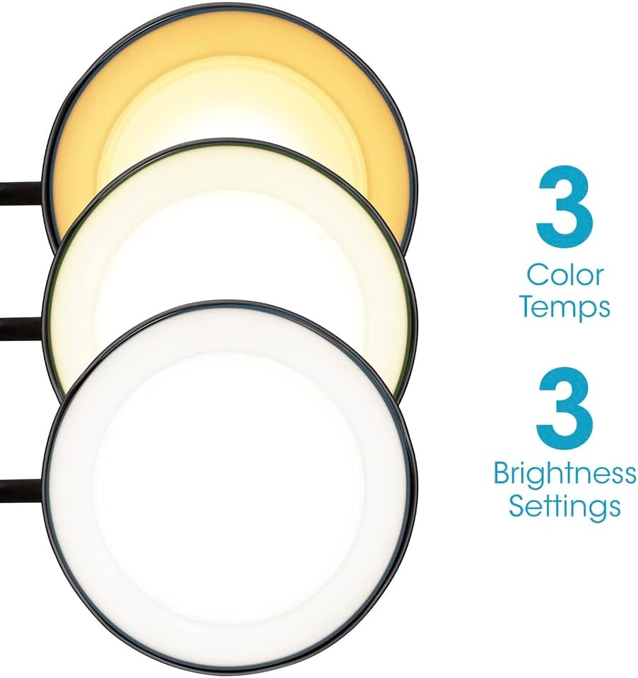 image:imageOttLite Wellness Series Wireless Charging LED Table Lamp Black with Grey Woodgrain AccentsTouch Activated Controls Flexible Neck ClearSun LED Light for Work Study ReadingBrown