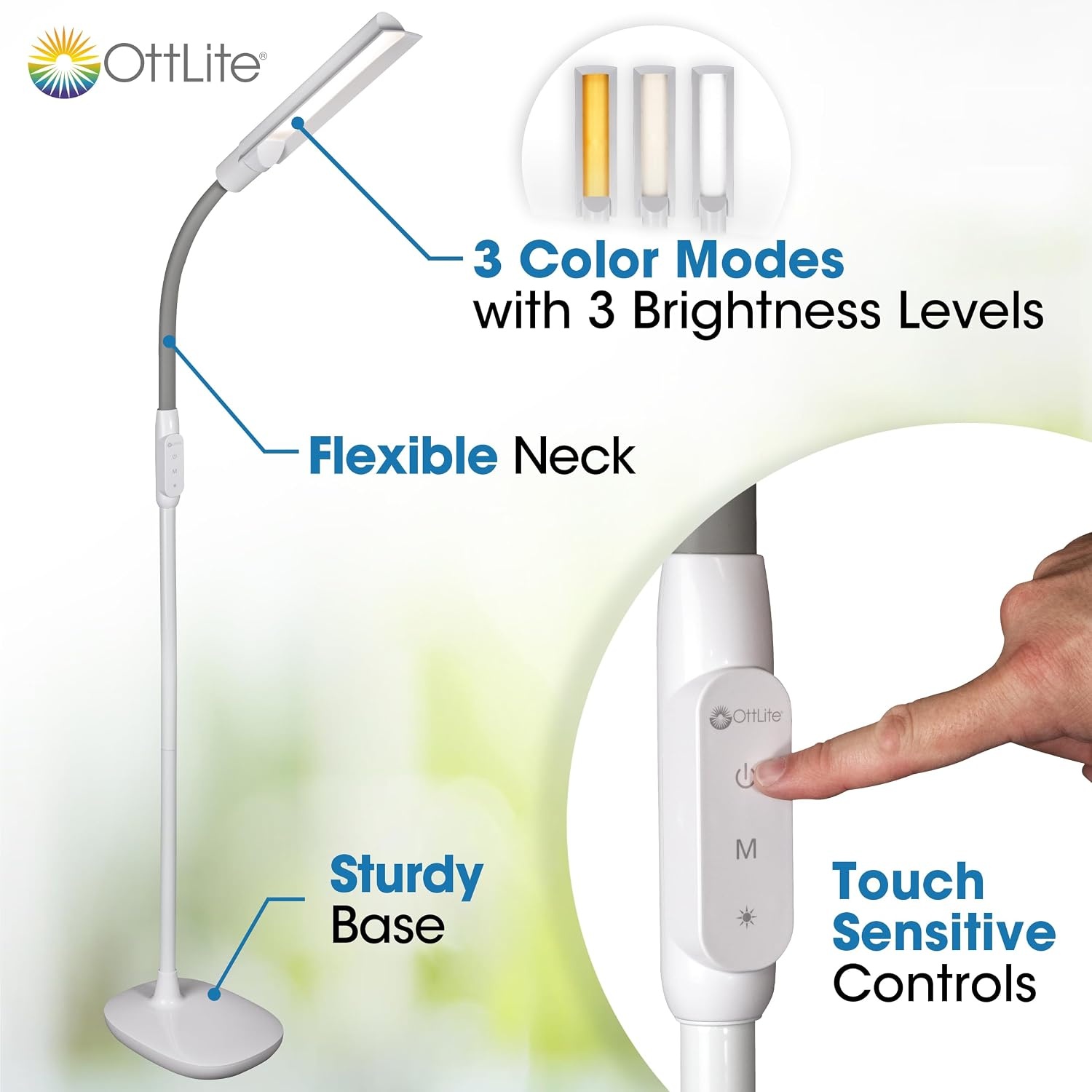 image:imageOttLite WingShade LED Floor Lamp Clearsun White ShipperWhite
