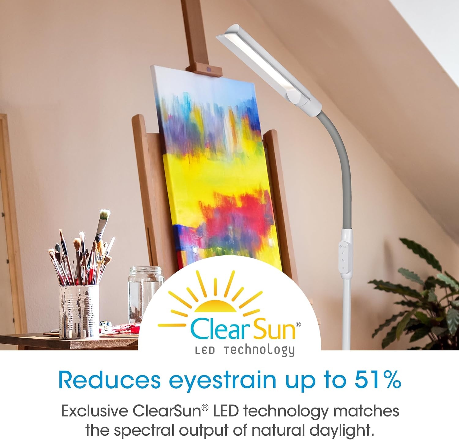 image:imageOttLite WingShade LED Floor Lamp Clearsun White ShipperWhite