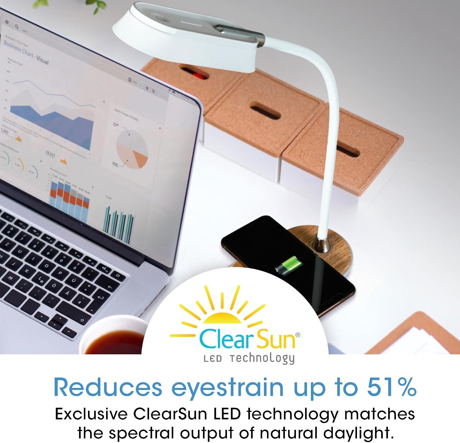 image:imageOttlite Inspire LED Desk Lamp with Wireless Charging ClearSun LED Technology Flexible Neck Dimmable with Touch Controls amp Night Light Feature for Offices Dorm Rooms amp Bedside Tables