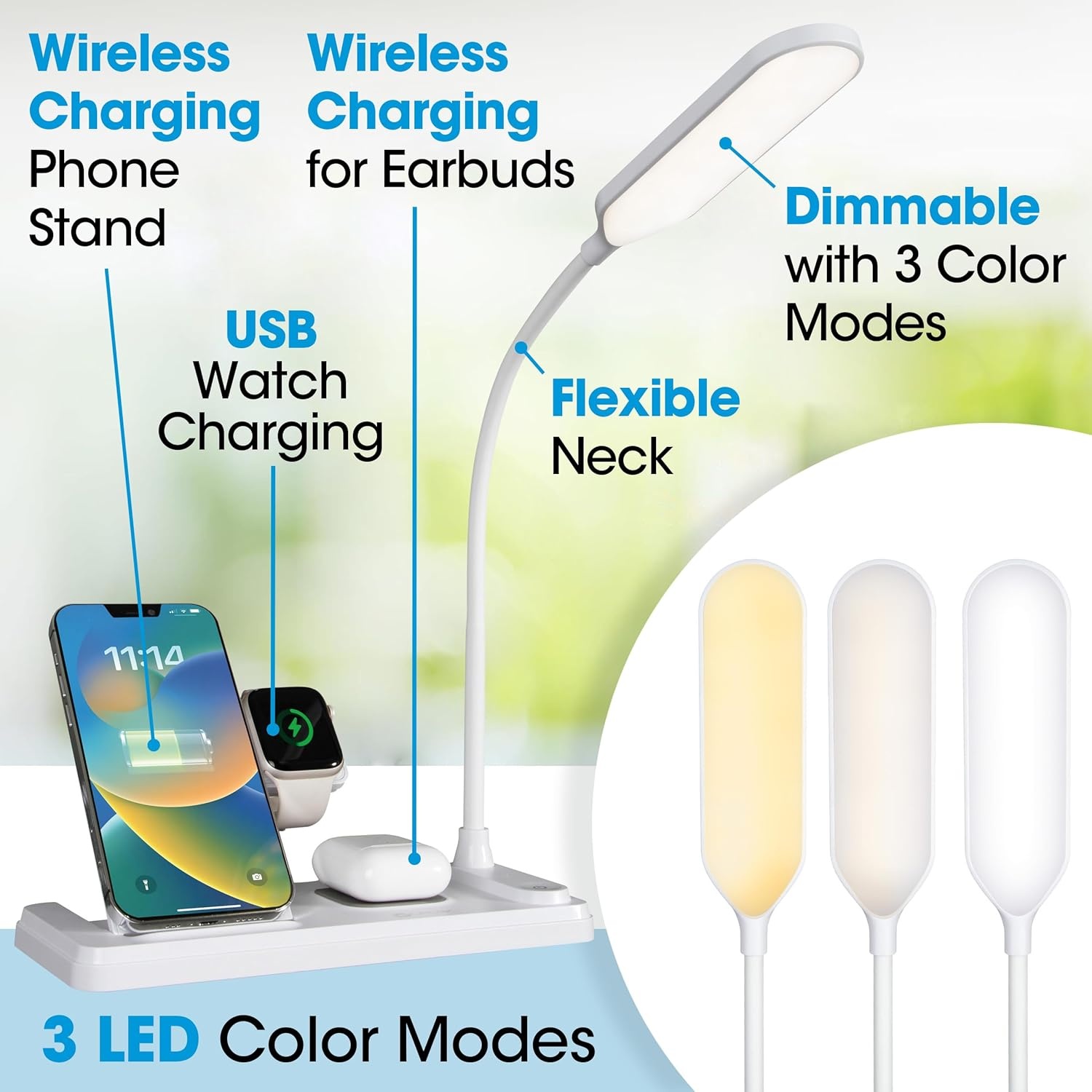 image:imageOttlite LED Desk Lamp with MultiDevice Charging Station White