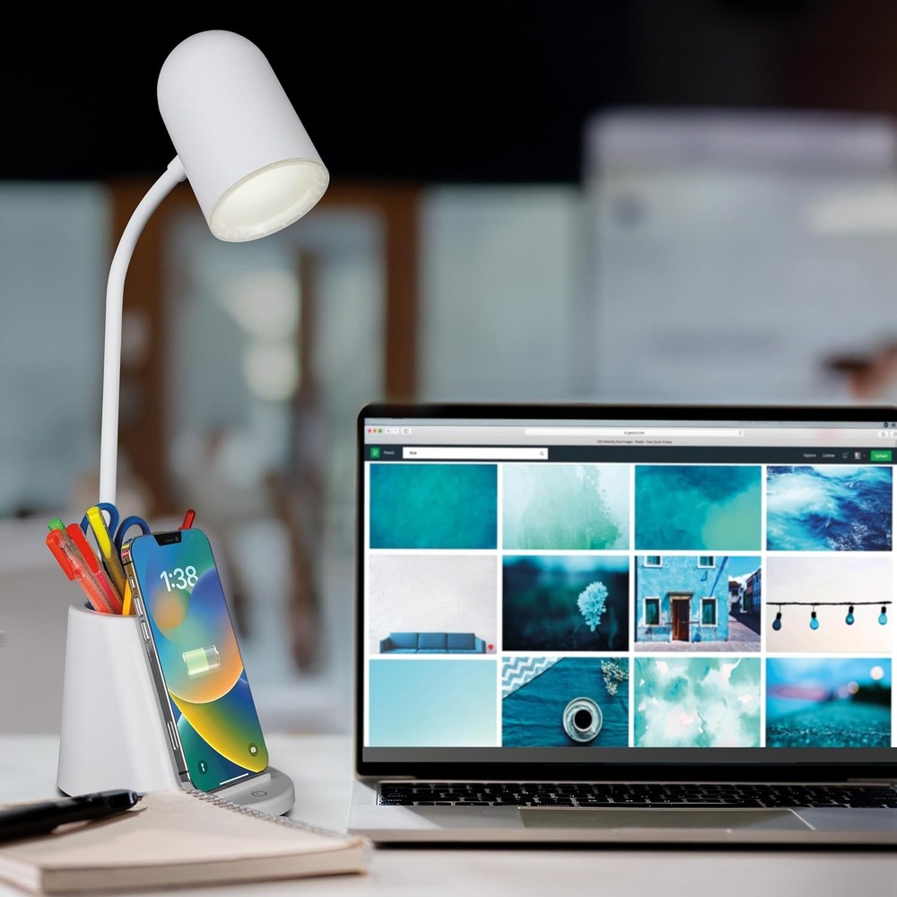 image:imageOttLite Aglow LED Desk Lamp with Wireless Charging Stand 3 Color Temperatures Storage and Organization Area Book Light Table Lamp Reading Light Work Light Desk Lights for Home Office or Bedside