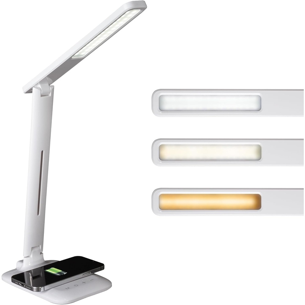 image:imageOttLite Charge Up LED Desk Lamp with Wireless Charging amp ClearSun LED Technology 3 Color Temperature Modes Adjustable Neck Task Lamp for Home Reading Office amp Dorms
