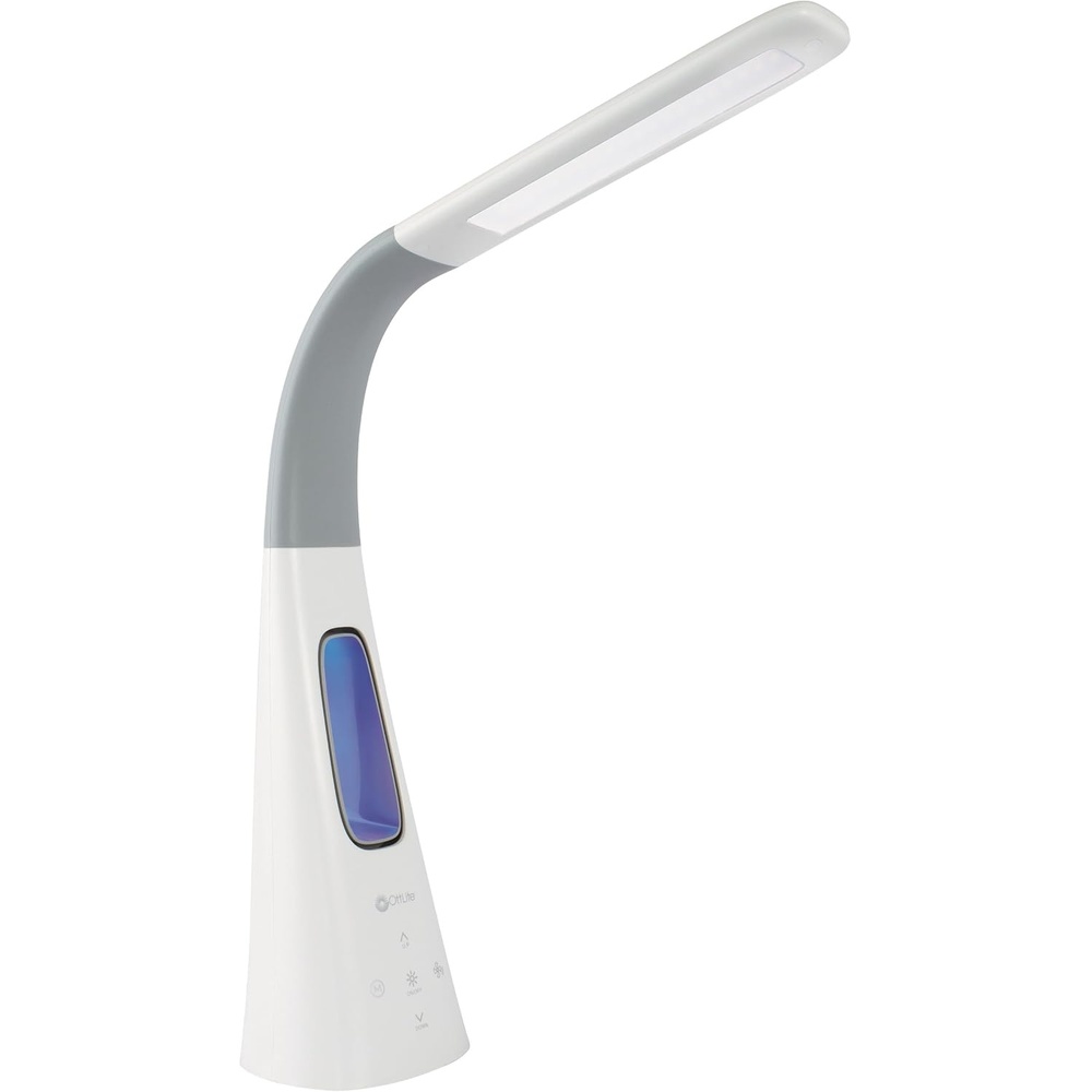 image:imageOttLite Cool Breeze LED Lamp with Bladeless Fan 3 Speed Options amp 5 Brightness Settings with Energy Efficient Natural Daylight LEDs Desktop Table or Nightstand Lamp for Studying or ReadingWhite