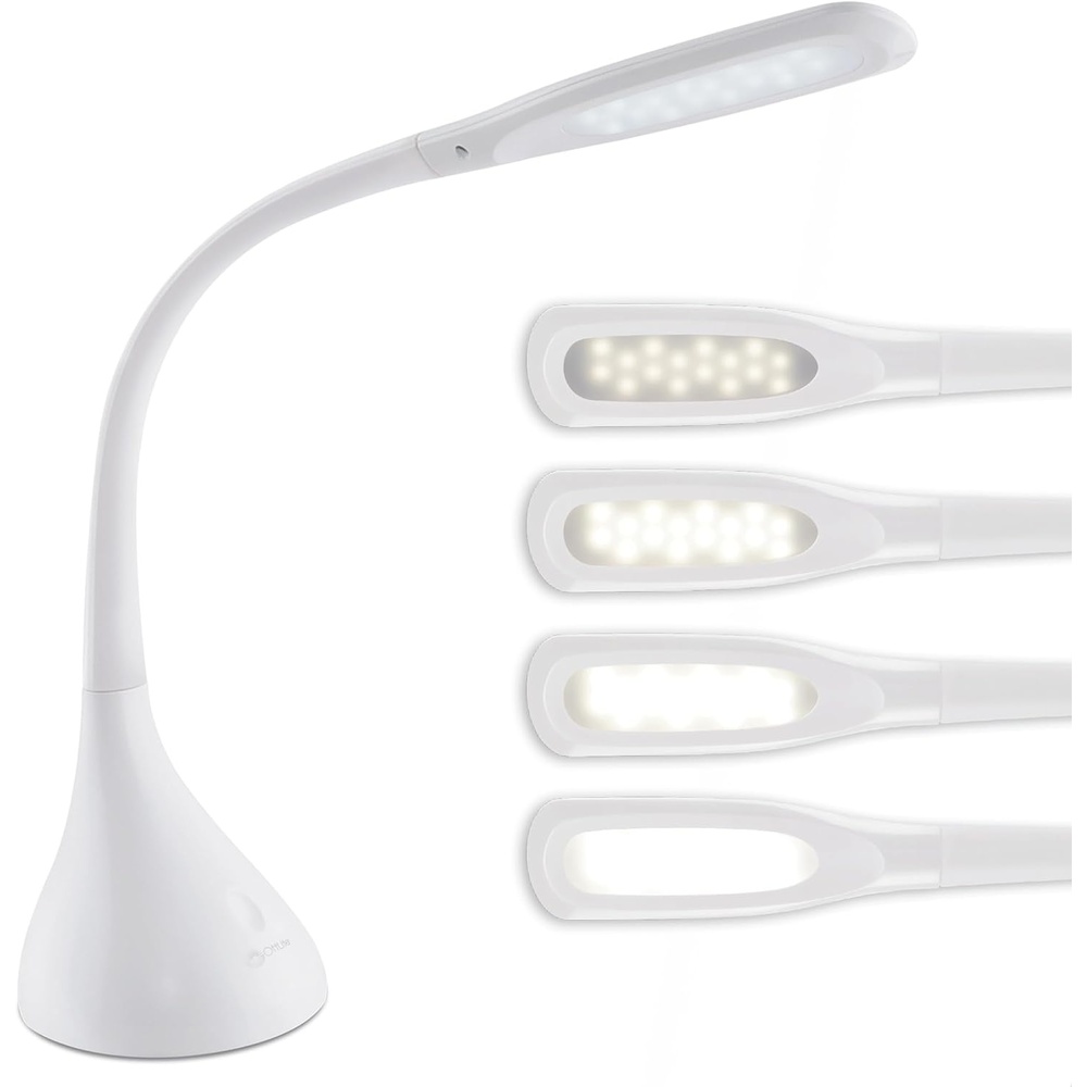 image:imageOttLite Creative Curves LED Desk Lamp with Adjustable Neck Dimmable with 4 Brightness Settings amp Energy Efficient Natural Daylight LEDs for Home Office Computer Desk amp DormsWhite