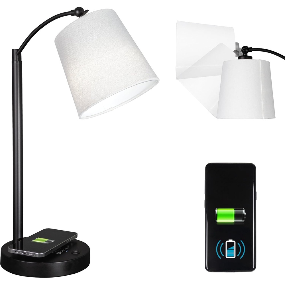 image:imageOttLite Good Housekeeping Shaded LED Desk Lamp with Wireless Charging Pad  Designed to Reduce Eyestrain  Adjustable Shade Replaceable ClearSun LED Bulb Crafting Reading Light Desk Lamp
