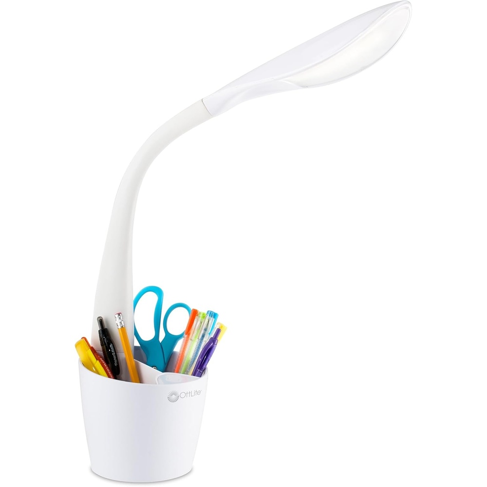 image:imageOttLite LED Desk Lamp Space Organizer with Flexible Neck Height 4 Brightness Settings with Touch Activated Controls EnergyEfficient Natural Daylight LEDs for Home Office Desk amp DormsWhite