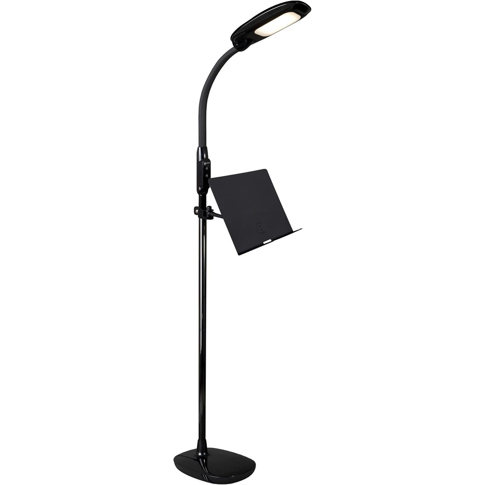 image:imageOttLite LED Floor Lamp with USB Charging Port amp Tablet Stand ClearSun LED Technology 4 Brightness Settings amp 3 Color Temperature Modes Touch Activated Controls for Home Reading amp DormsBlack