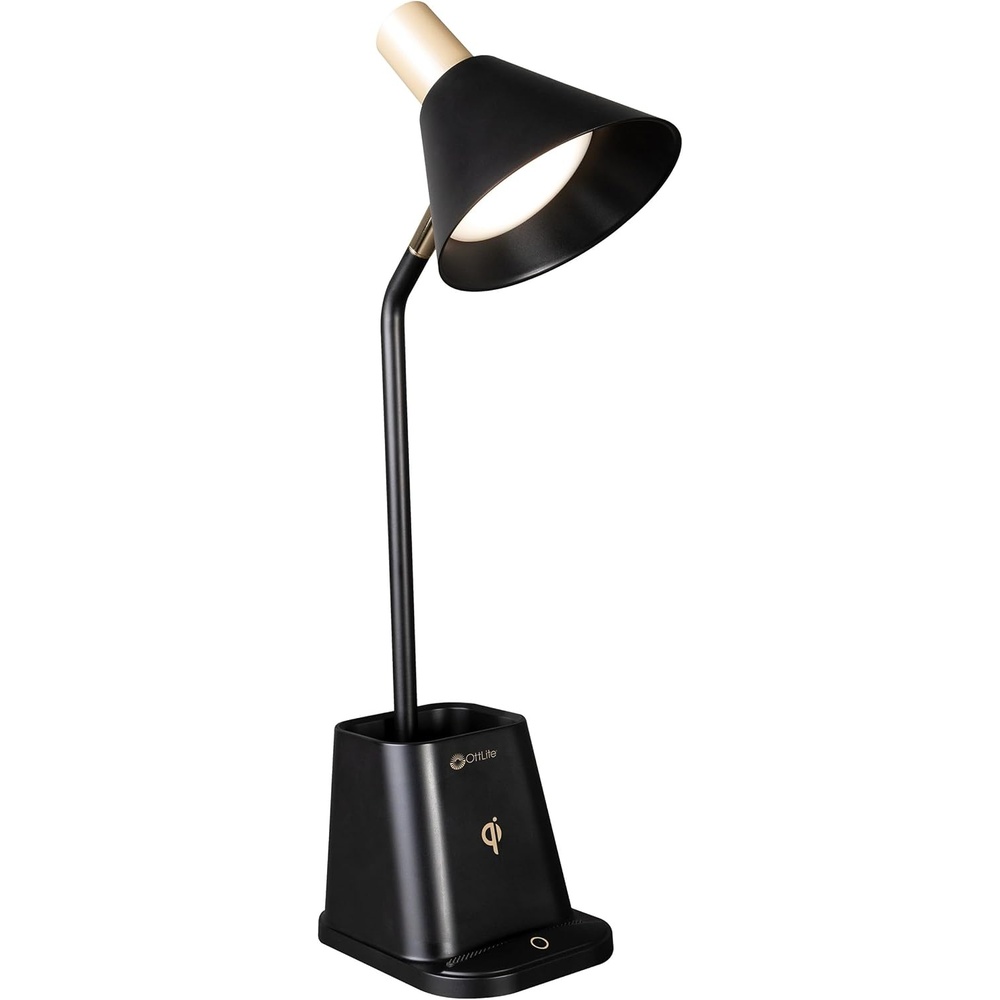 image:imageOttLite Merge LED Desk Lamp with Wireless Charging ClearSun LED Technology 3 Brightness Settings amp Color Temperature Modes with Touch Activated Controls Includes Storage Area for Desk Supplies