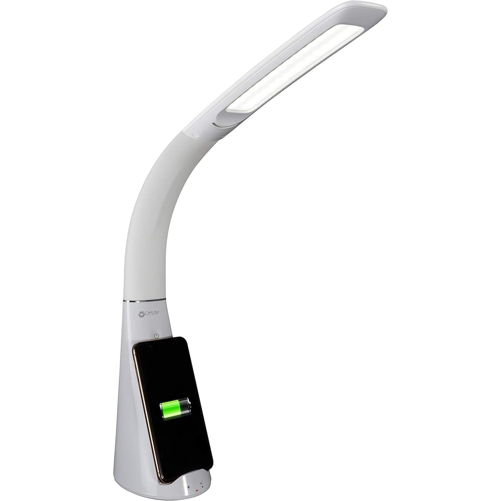 image:imageOttLite Purify LED Sanitizing Desk Lamp with Wireless Charging Eliminates up to 999 of Bacteria Touch Activated Flexible Neck Modern Light for Reading Crafting amp Office Desktop
