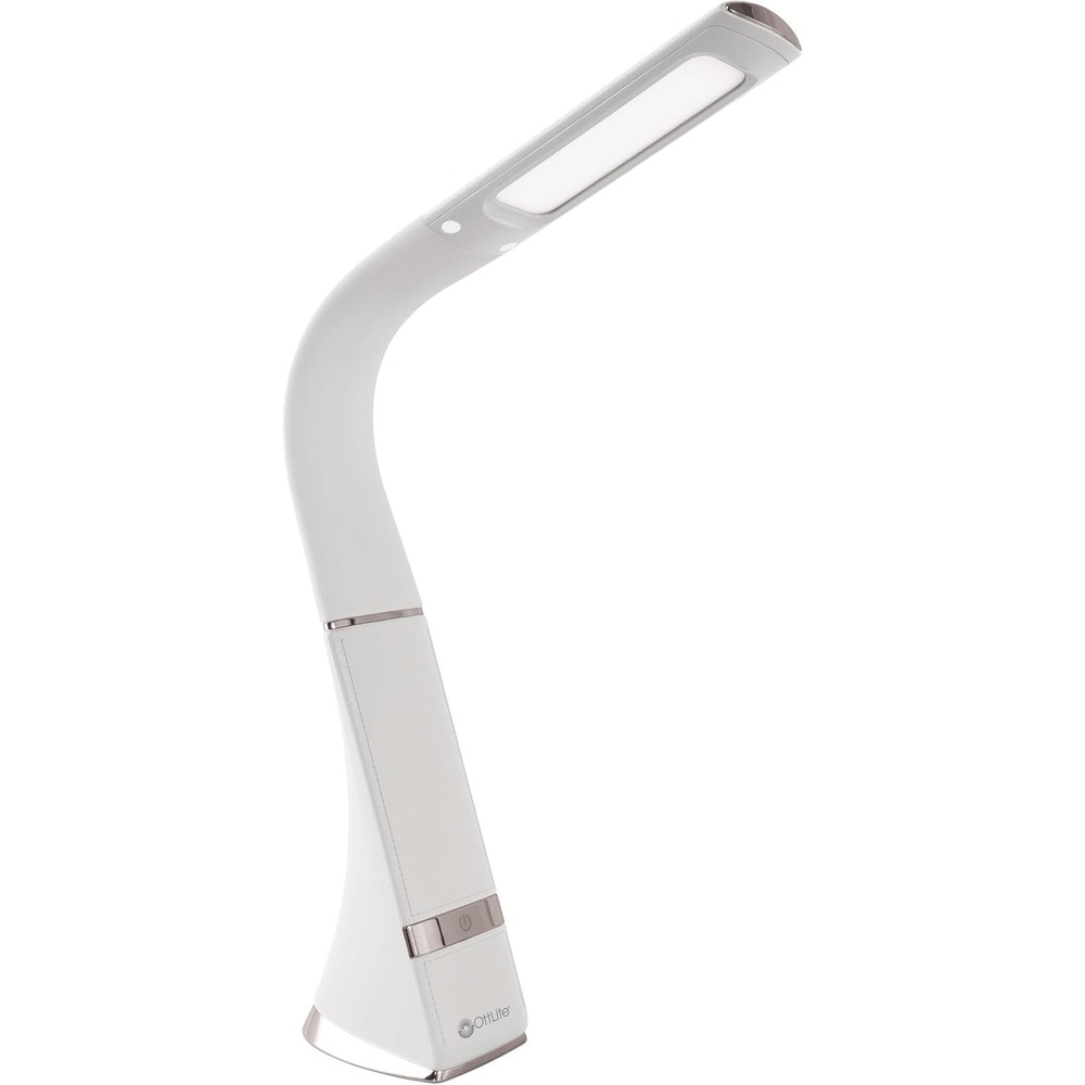 image:imageOttLite Recharge LED Desk Lamp with ClearSun LED Technology Portable Dimmable amp Flexible Gooseneck TravelFriendly Task Lamp with Rechargeable Battery for Home Reading Office amp College DormsWhite