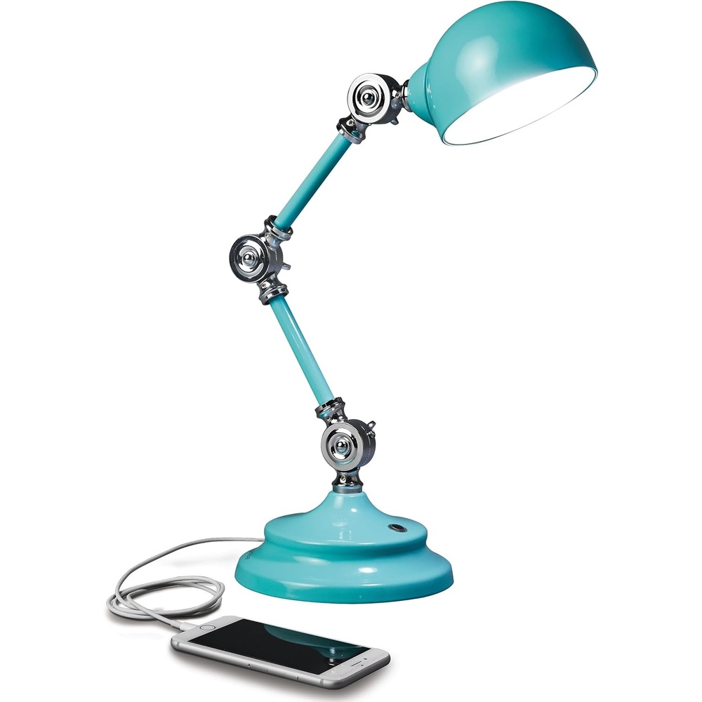 image:imageOttLite Revive LED Desk Lamp with ClearSun LED Technology Turquoise 3 Brightness Settings Touch Activated Controls USB Charging Port amp 3 Adjustable Knobs for Precise Lighting Great for ReadingTurquoise