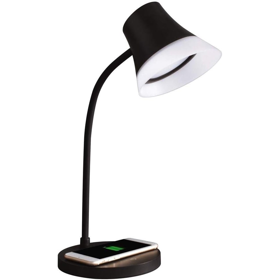 image:imageOttLite Shine LED Desk Lamp with Qi Wireless Charging and 21A USB Charging Port Black