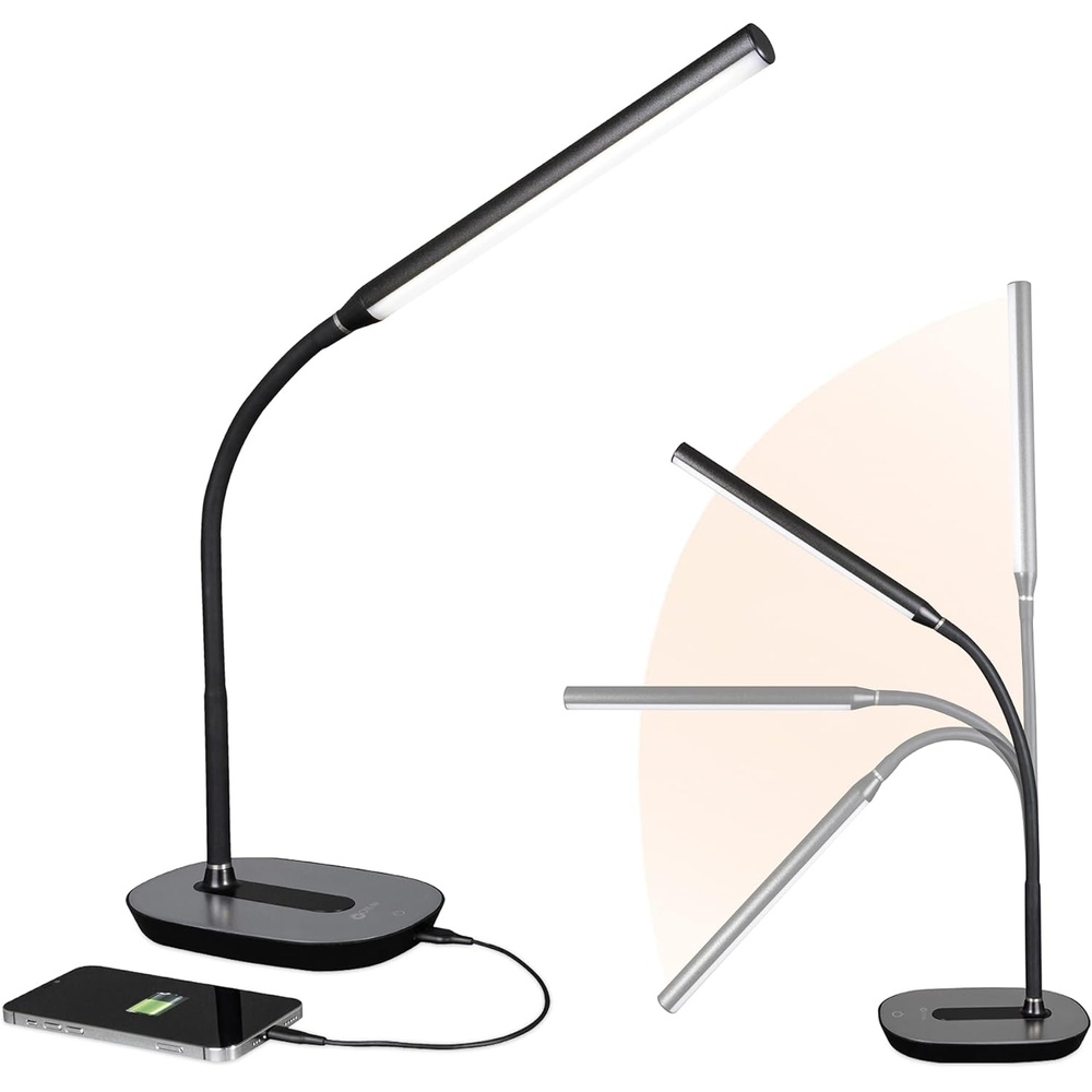 image:imageOttLite Strive LED Desk Lamp with USB Charging  ClearSun LED Technology  Adjustable amp Flexible Neck 3 Brightness Settings with Touch Activated Controls  Desk Lamp for Work Study amp Reading