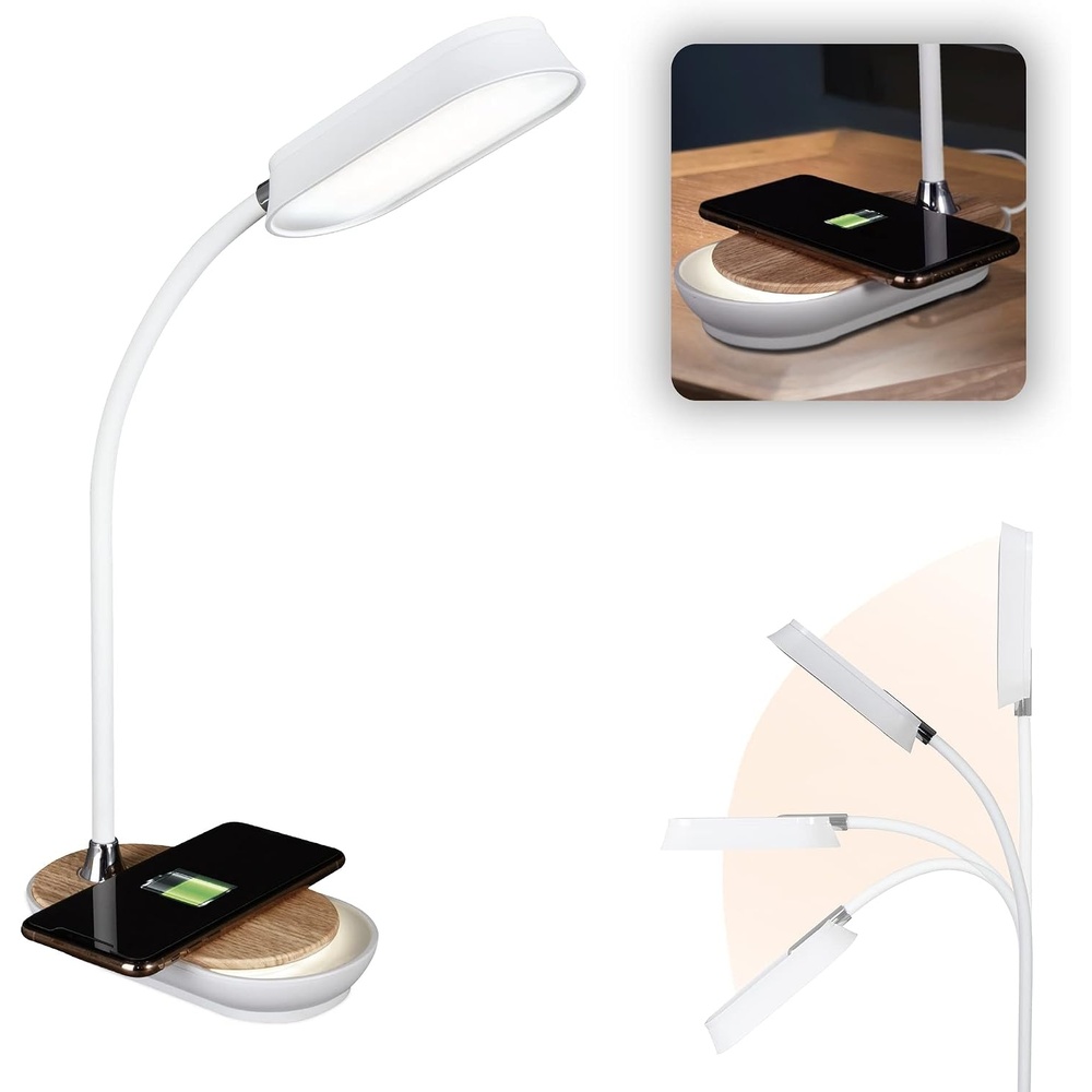 image:imageOttlite Inspire LED Desk Lamp with Wireless Charging ClearSun LED Technology Flexible Neck Dimmable with Touch Controls amp Night Light Feature for Offices Dorm Rooms amp Bedside Tables