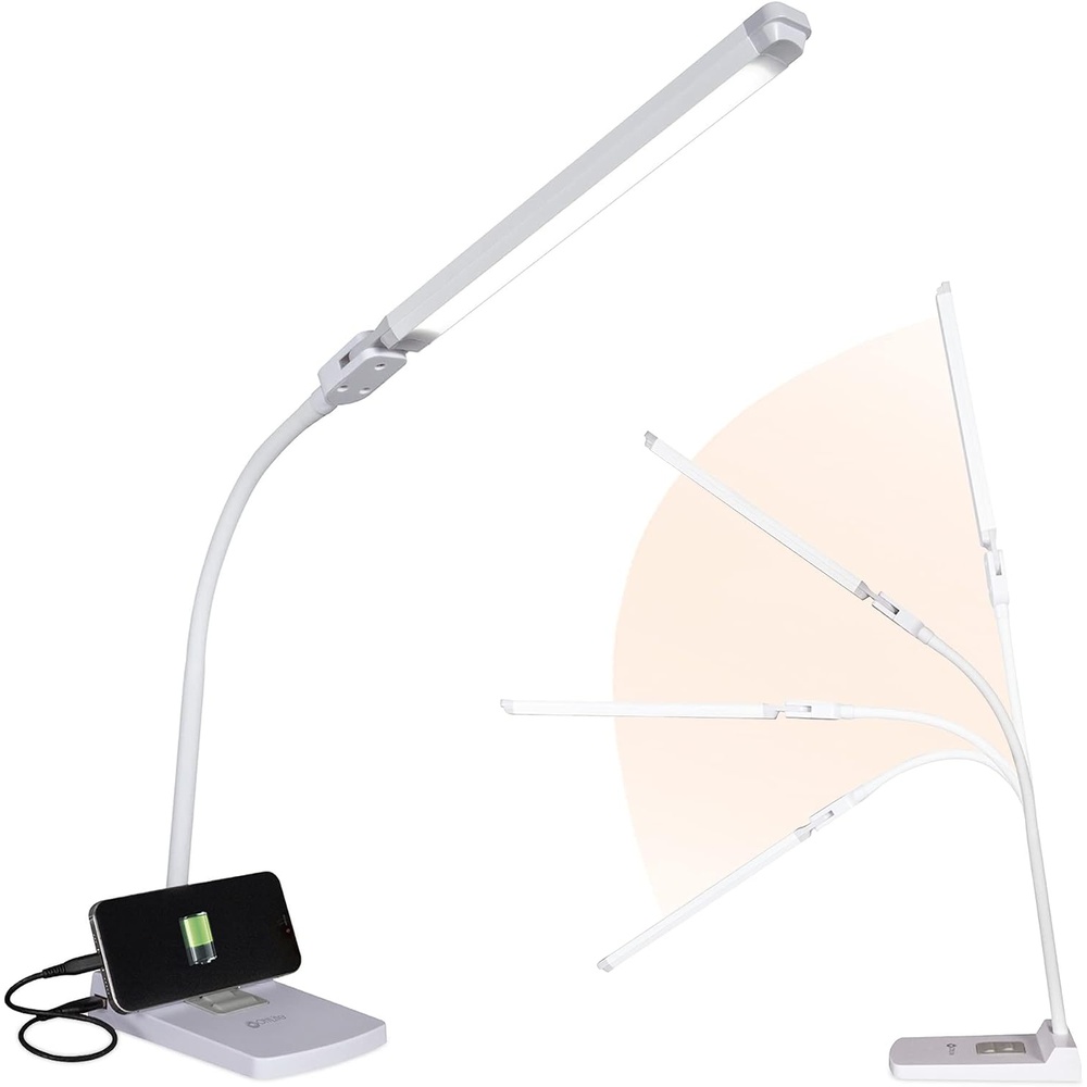 image:imageOttlite Swivel LED Desk Lamp with USB Charging and Stand ClearSun LED Technology Adjustable amp Flexible Neck Touch Switch Dimmable amp Integrated Phone Holder Desk Lamp for Work Study amp Reading
