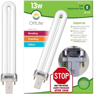 OttLite 13W Replacement Tube – ONLY 13W Lamps Purchased After 2008 – Electronic Ballast Bulb – Compact Fluorescent Light Replacement – Type E Bulb