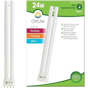 OttLite 24W Replacement Light Bulb – Energy Efficient Compact Fluorescent Light Tubes, Bright Natural Daylight for Bedroom & Living Room, Low Heat & Glare Type C Lightbulb for Reduced Eyestrain