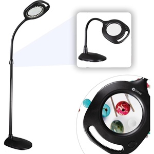 OttLite 2-in-1 LED Magnifier Floor & Table Light, Clearsun, Silver, Retail(Black – ClearSun)