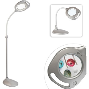 OttLite 2-in-1 LED Magnifier Floor & Table Light, Clearsun, Silver, Retail(Silver – ClearSun)