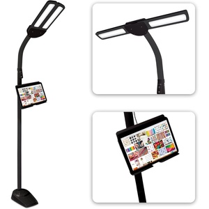 OttLite Dual Shade LED Standing Floor Lamp with Adjustable Stand – Wide Range of Illumination with Built-in 2.1A USB Charging Port and Flexible Neck – 4 Brightness Settings for Reading & Studying(Black)