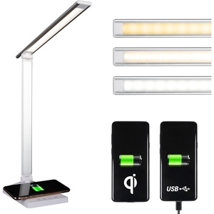 OttLite Entice LED Desk Lamp with Wireless Charger & USB, Book Light, Desk Light, Reading Light, Foldable Arm & Shade, Touch Controls, 3 Color Temperatures, ClearSun LED, Great Lamps for Home Office(White)