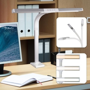 OttLite LED Desk Lamp with Sturdy Clamp – Extra Wide Lighting, Dimmable with 5 Brightness Settings & Energy Efficient Natural Daylight LEDs for Home Office, Computer Desk, Dorms & Workbench(White)