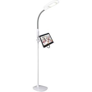 OttLite LED Floor Lamp with USB Charging Port & Tablet Stand – ClearSun LED Technology – 4 Brightness Settings & 3 Color Temperature Modes – Touch Activated Controls, for Home, Reading & Dorms(White)