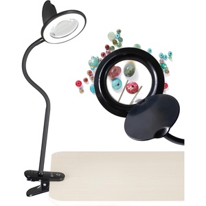 OttLite LED Lamp Clip On Magnifying Glass with Light – Optical Grade Magnification, Adjustable Arm, ClearSun LED Technology for Crafting & Needlework, Great Desk Lamp, Book Light, Reading Lamp(Black)