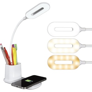 OttLite Organizer LED Desk Lamp with Wireless Charging – 3 Color Temperatures, Dimmable with Touch Activated Controls, Flexible Neck – Includes Storage Area for Desk Supplies