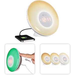 OttLite Wake Up Light with White Noise Sound Machine, Color Changing, Sunrise Simulation, 7 Wake Up Sounds, Snooze Function, Smart Alarm Clock for Heavy Sleepers, Sunlight Lamp with USB Charging Port