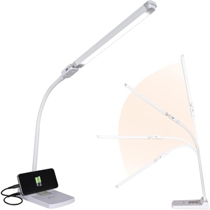 Ottlite Swivel LED Desk Lamp with USB Charging and Stand – ClearSun LED Technology – Adjustable & Flexible Neck, Touch Switch, Dimmable & Integrated Phone Holder – Desk Lamp for Work, Study & Reading