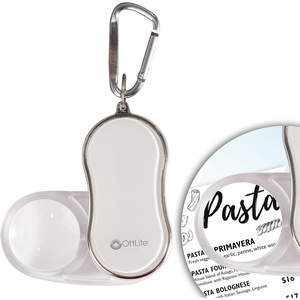 Pocket LED Magnifier w/Carabiner Clip, Light Blue, Retail(White)