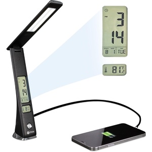 Prevention by OttLite LED Task Adjustable Lamp with Digital Display – Designed to Reduce Eyestrain – Adjustable Neck, 3 Color Modes & USB Charging – Crafting, Office Work, Reading & Studying