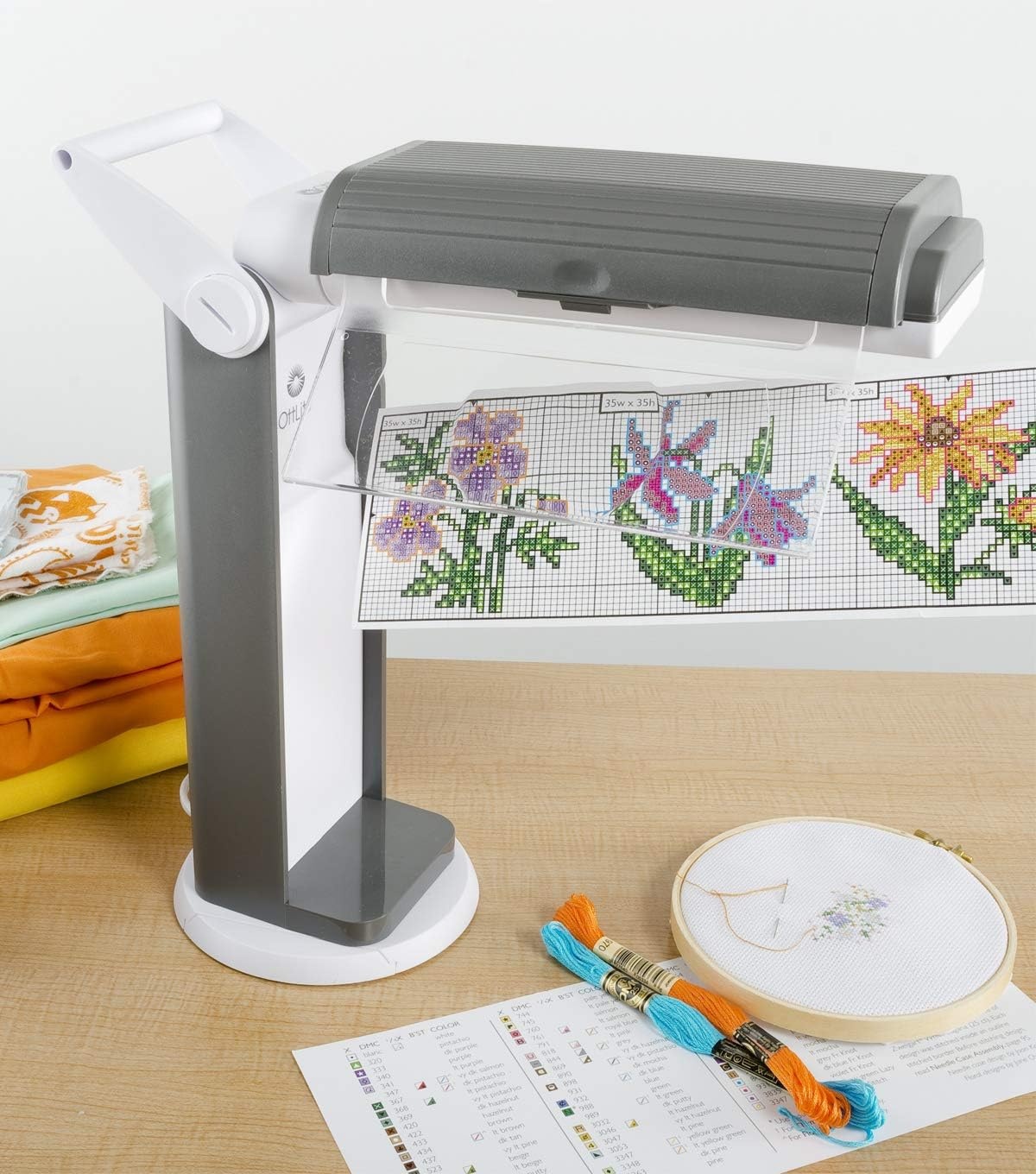 image:imageOttLite 13 Watt Magnifier Task Lamp with 2X Magnification and Swivel Base Dark BlueDark Gray