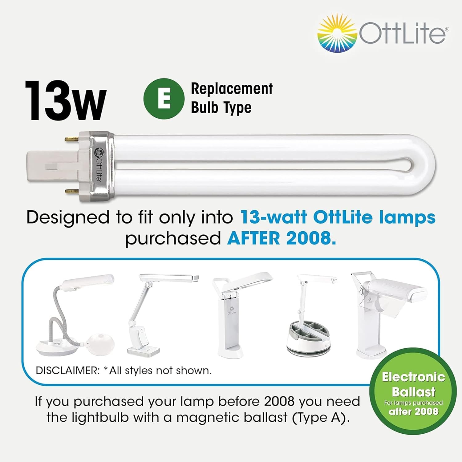 image:imageOttLite 13W Slimline Desk Lamp Home Office Bedroom or Reading WhiteWhite