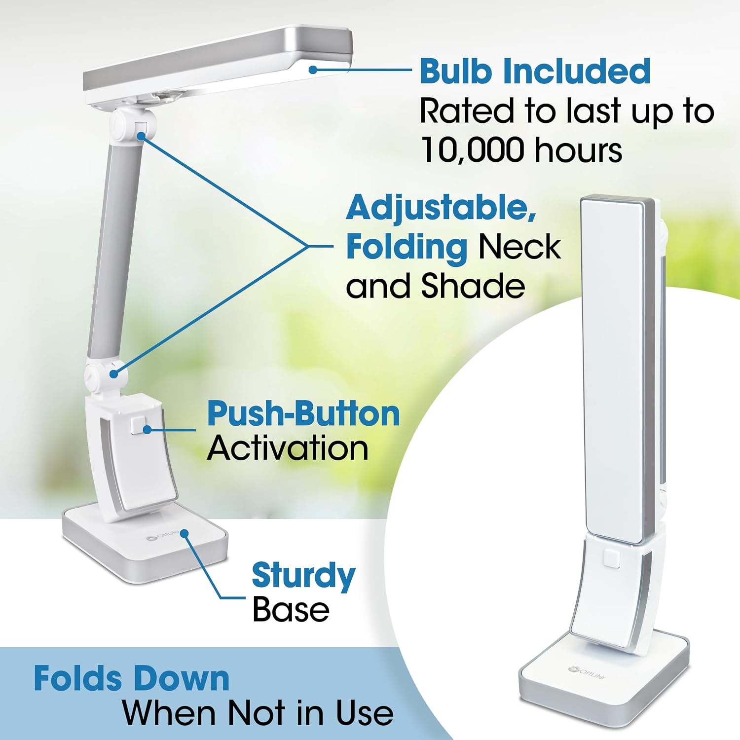 image:imageOttLite 13W Slimline Desk Lamp Home Office Bedroom or Reading WhiteWhite