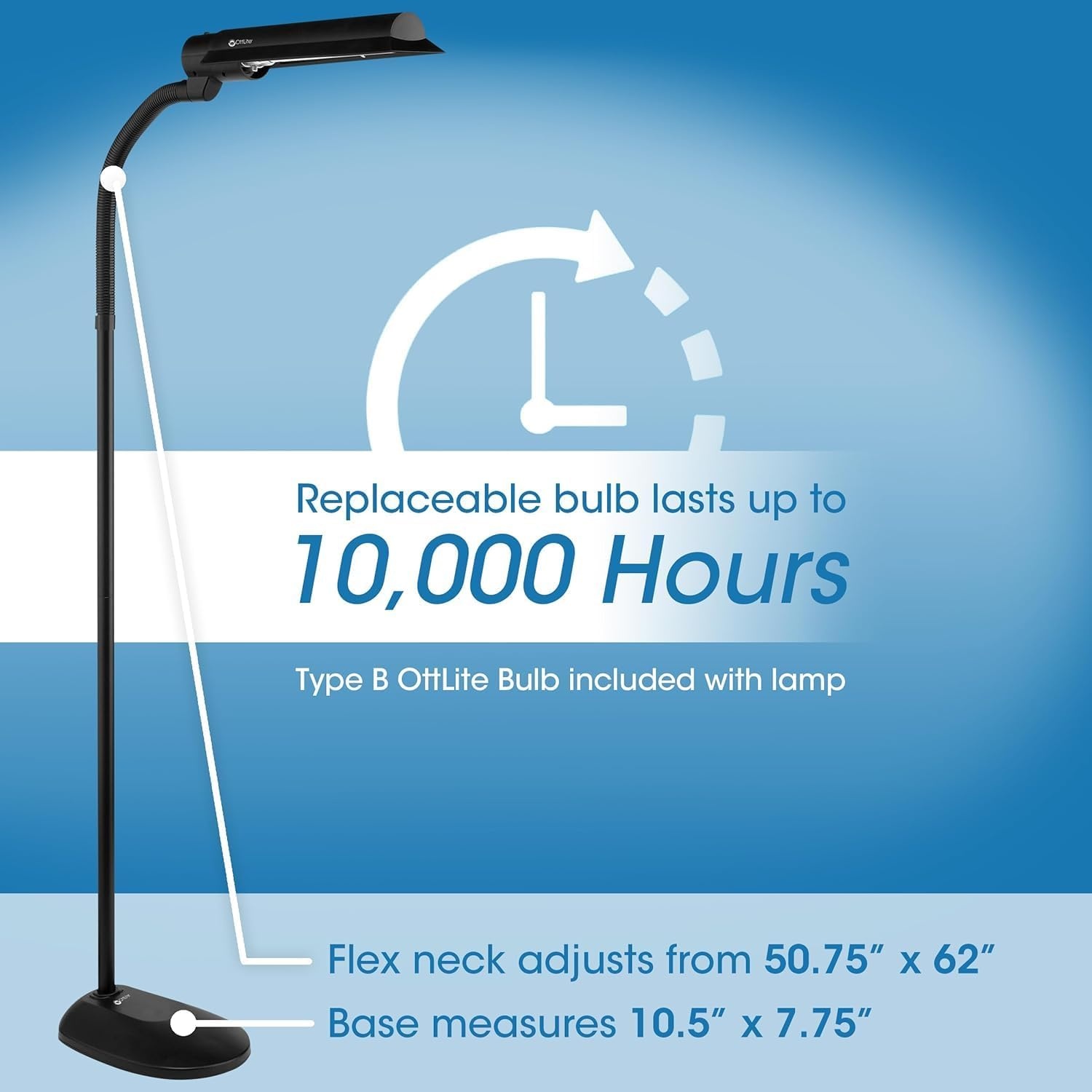 image:imageOttLite 18W WingShade Adjustable Floor Lamp for Crafts Tasks Office Living Room Sewings and ArtsBlack