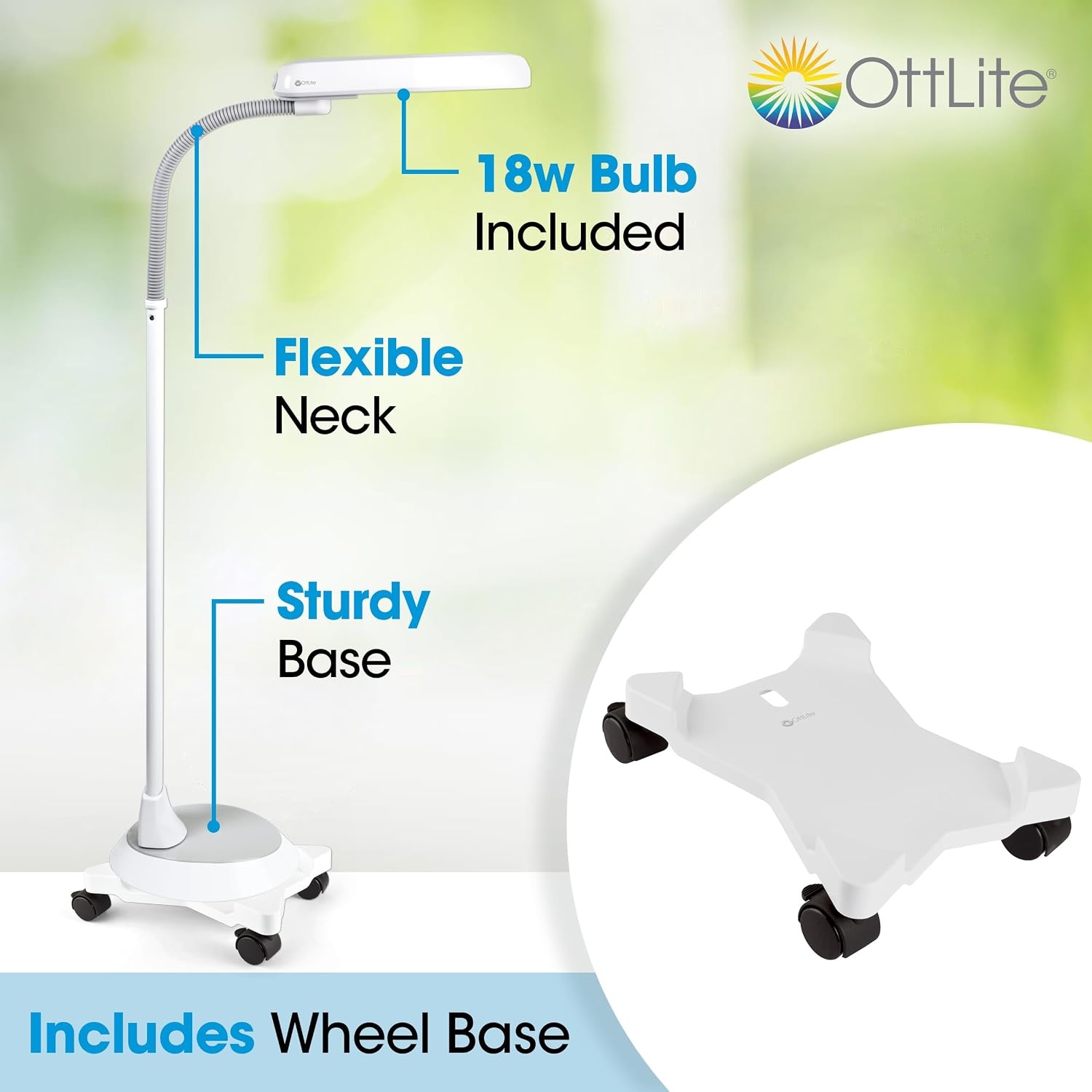 image:imageOttLite 18w Floor Lamp with Wheels Home Office Bedroom or Reading