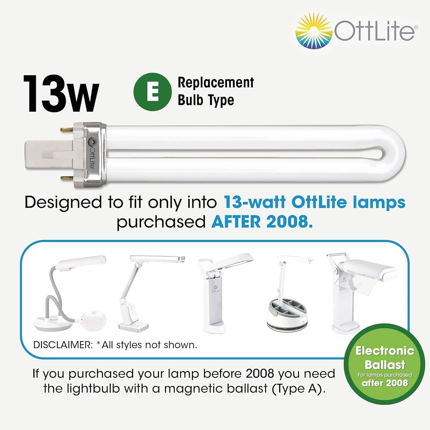 image:imageOttLite Folding Task Lamp White MultiPosition Shade FoldUp Design Portable Handle Low Heat amp Low Glare Illumination Fits on Desks amp WorkstationsBlack