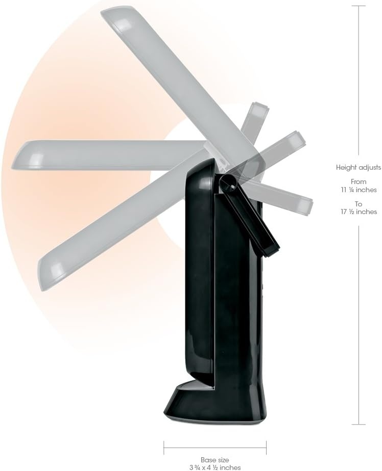 image:imageOttLite Folding Task Lamp White MultiPosition Shade FoldUp Design Portable Handle Low Heat amp Low Glare Illumination Fits on Desks amp WorkstationsBlack