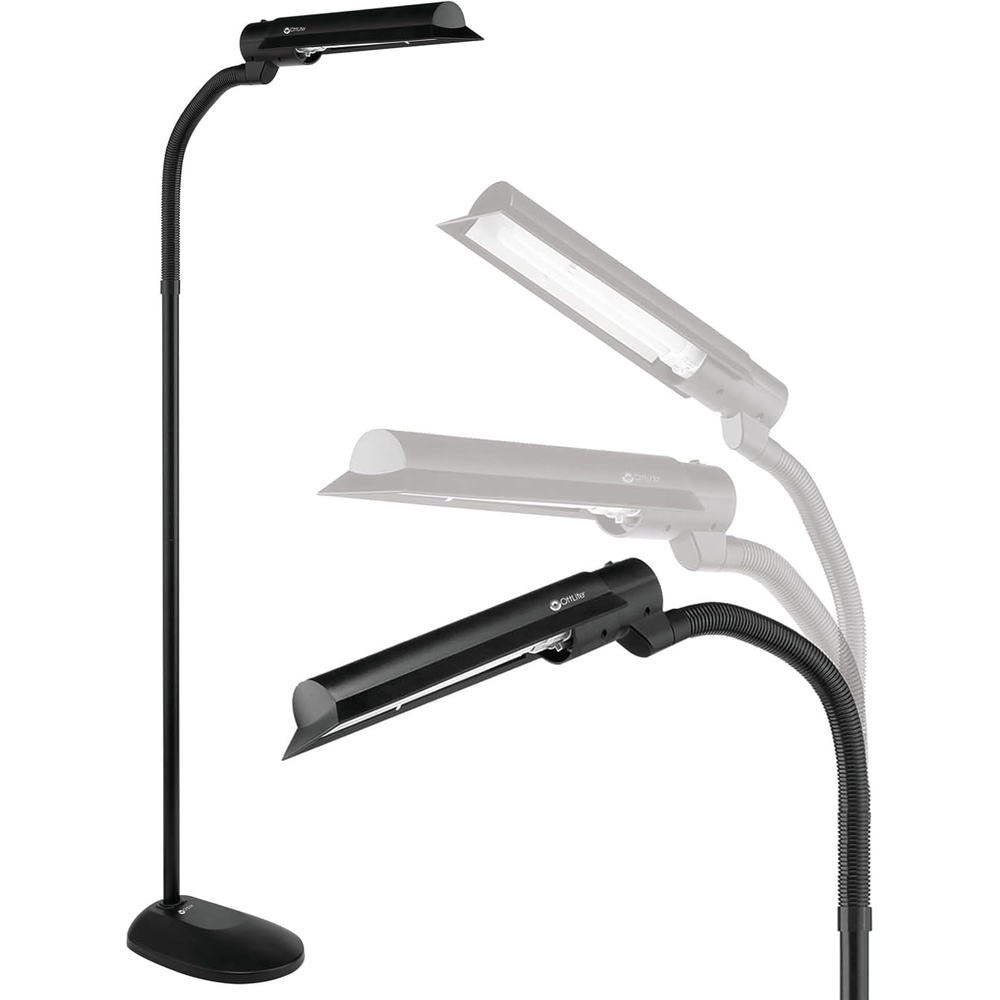 image:imageOttLite 18W WingShade Adjustable Floor Lamp for Crafts Tasks Office Living Room Sewings and ArtsBlack