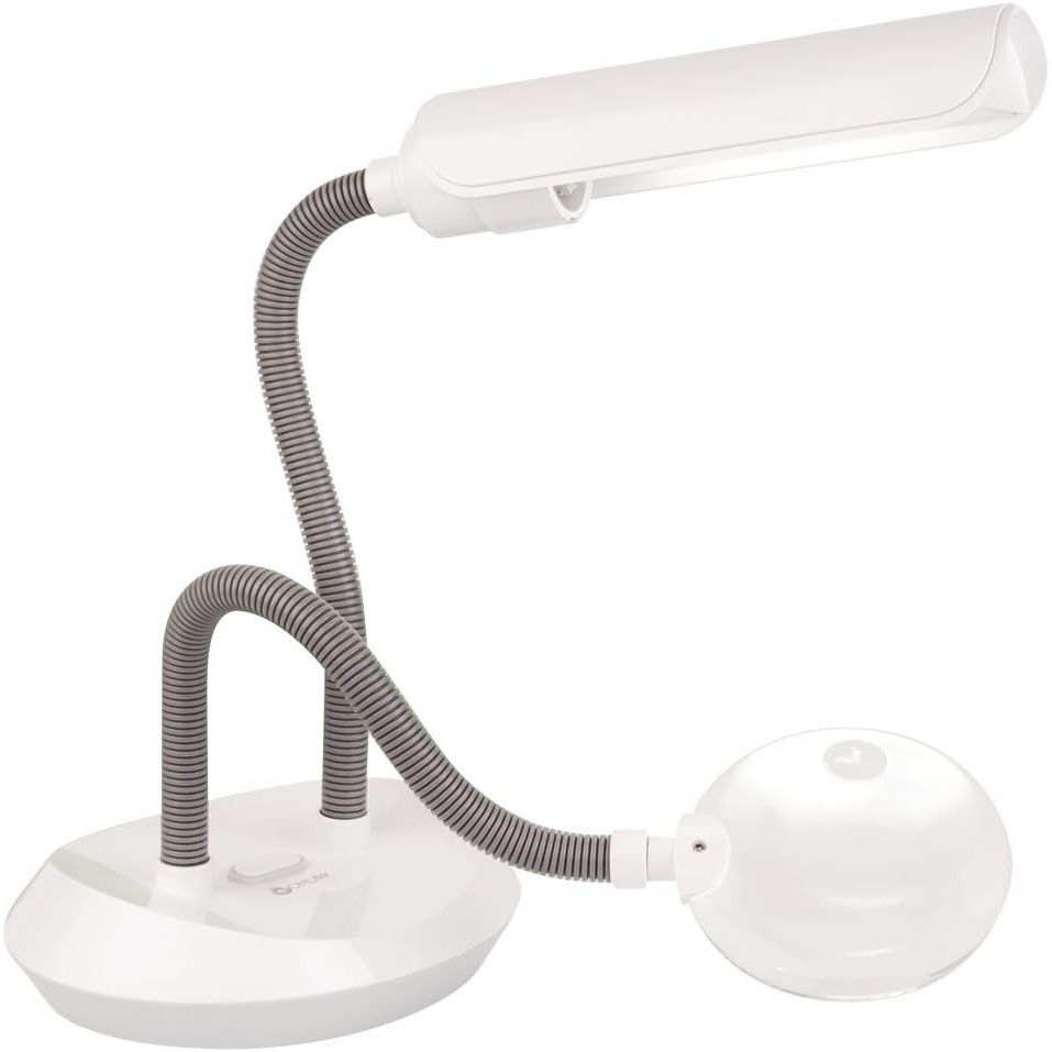 image:imageOttLite Duoflex Magnifier Lamp 13 Watt Flourescent Light White 2X Optical Grade Magnification 5X Spot Magnifier Flexible Neck Height Modern Design for Needlework amp Crafting